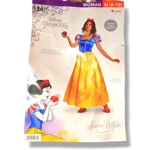 Disney Princess Adult Snow White Costume Headpiece 2-Piece Set Womens Full Dress